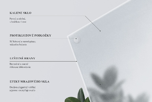 Čtvercová poloprůsvitná skleněná deska na stůl