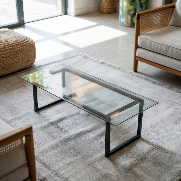 Obdélníková deska stolu průhledná