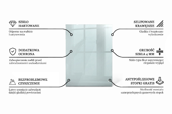 Obdélníková deska stolu průhledná