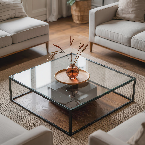 Obdélníková deska stolu průhledná