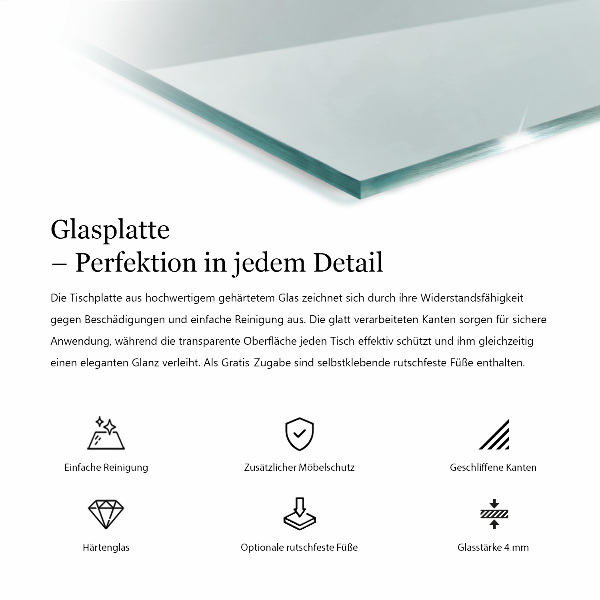 Obdélníková deska stolu průhledná