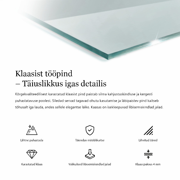 Obdélníková deska stolu průhledná