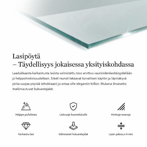 Obdélníková deska stolu průhledná