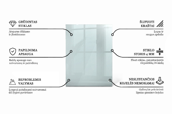 Obdélníková deska stolu průhledná