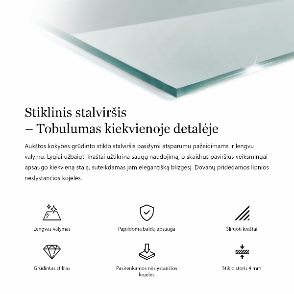 Obdélníková deska stolu průhledná