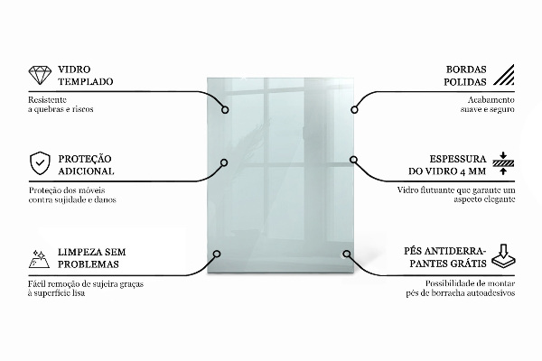 Obdélníková deska stolu průhledná