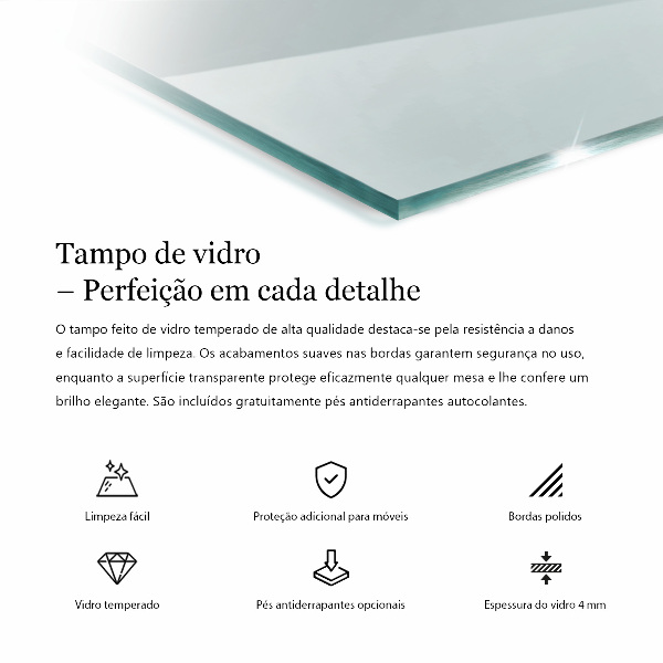 Obdélníková deska stolu průhledná