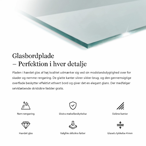 Obdélníková deska stolu průhledná