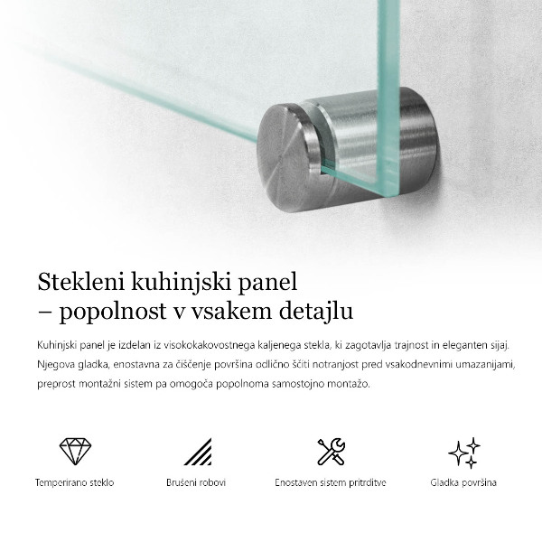 Průhledný obkladový panel za kuchyňskou linku 140x70 cm