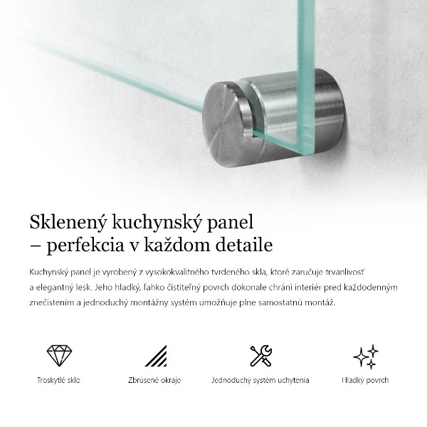 Průhledný obkladový panel za kuchyňskou linku 140x70 cm