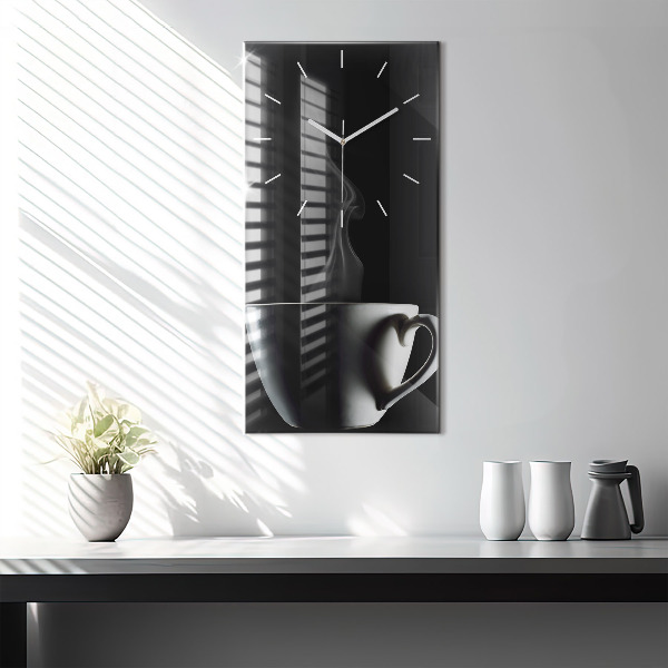 Vertikální skleněné hodiny Šálek kávy