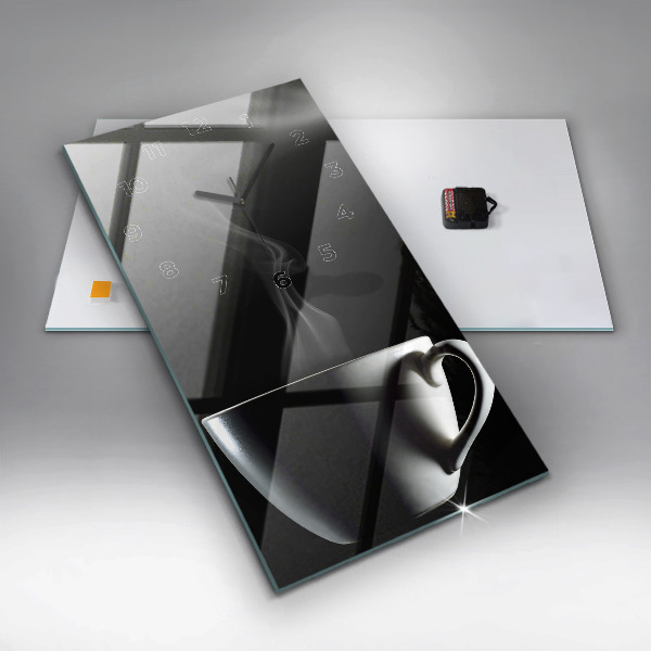 Vertikální skleněné hodiny Šálek kávy