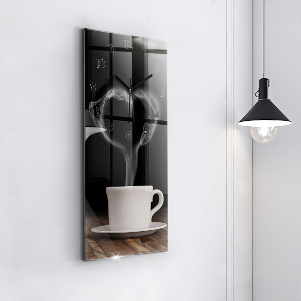 Vertikální skleněné hodiny Šálek horké kávy