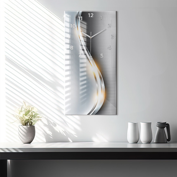 Vertikální nástěnné hodiny Kovová abstrakce