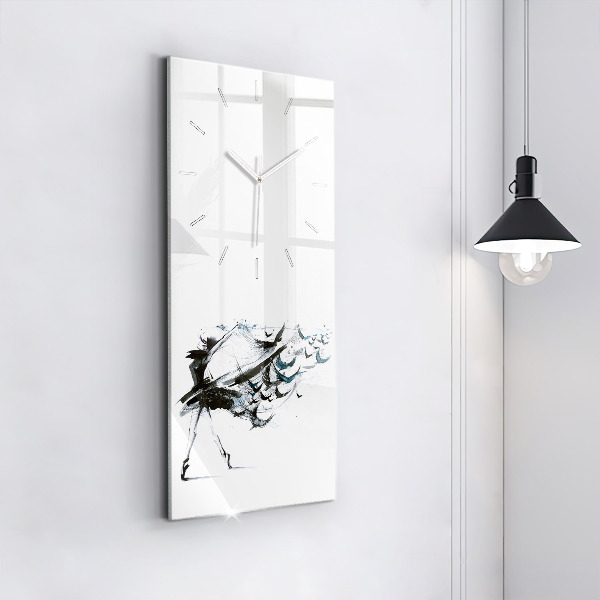 Vertikální skleněné hodiny Žena tančící balet