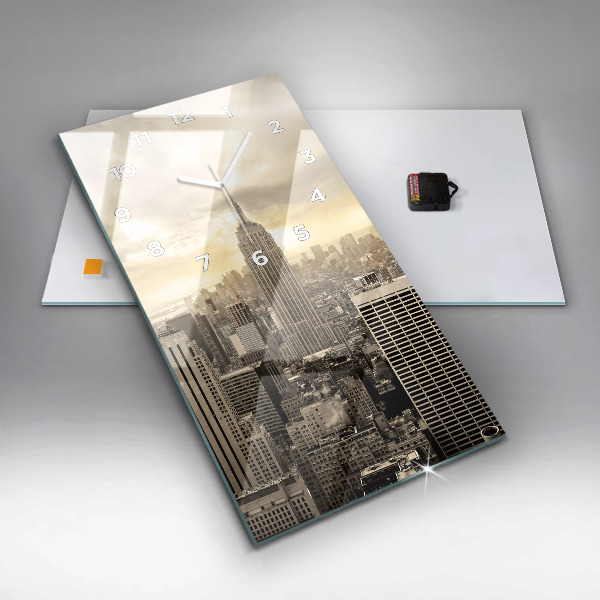 Vertikální skleněné hodiny Věže v New Yorku