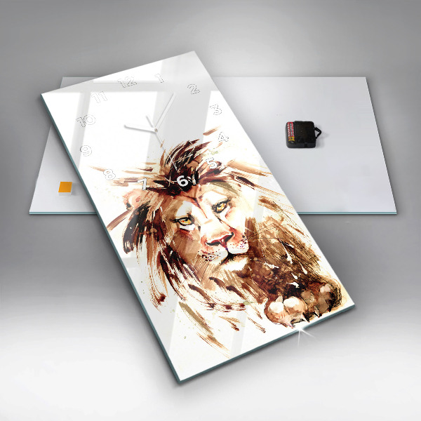 Vertikální skleněné hodiny Ilustrace hnědého lva