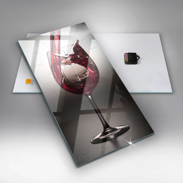 Vertikální skleněné hodiny Sklenice na víno