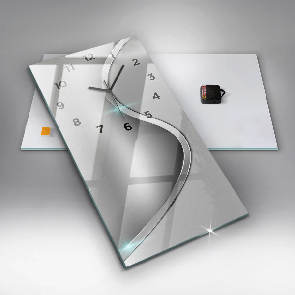 Vertikální skleněné hodiny Šedá kovová abstrakce