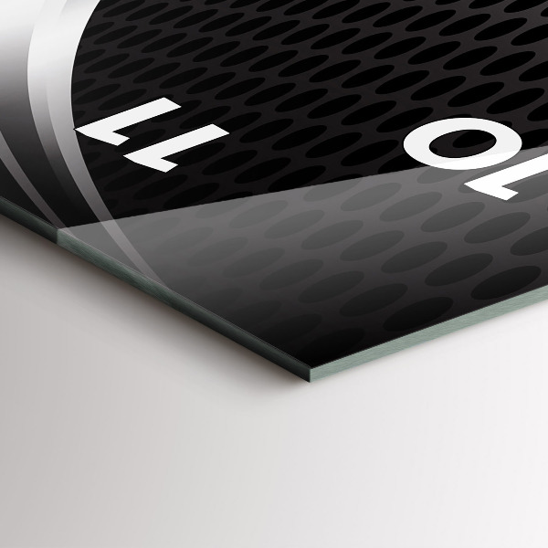 Vertikální skleněné hodiny Černá kovová abstrakce