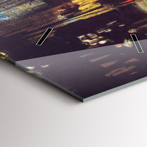 Vertikální skleněné hodiny Malované město