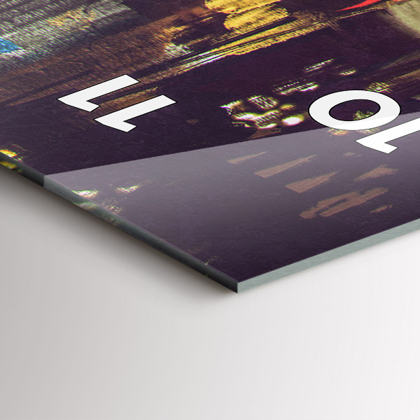 Vertikální skleněné hodiny Malované město