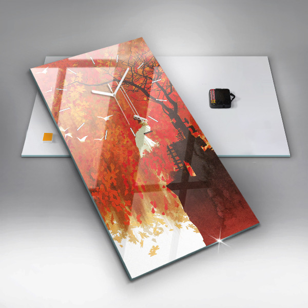 Vertikální skleněné hodiny Nevěsta na podzim