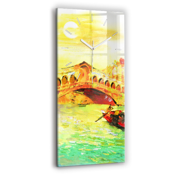 Vertikální skleněné hodiny Benátský most Rialto