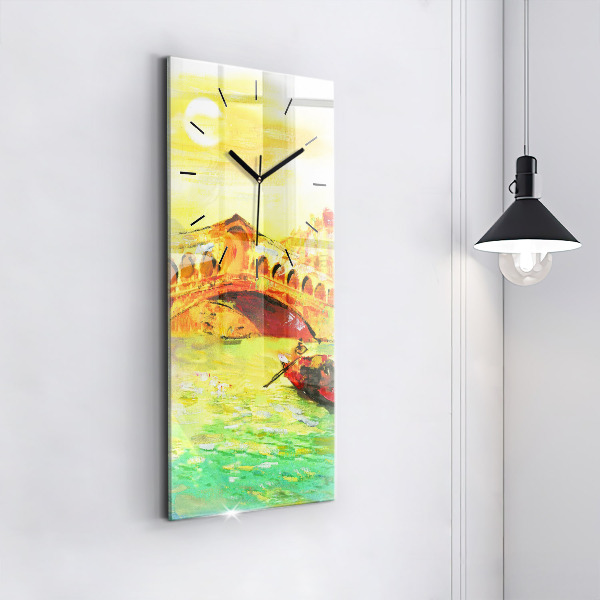 Vertikální skleněné hodiny Benátský most Rialto