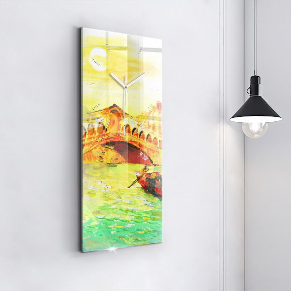 Vertikální skleněné hodiny Benátský most Rialto