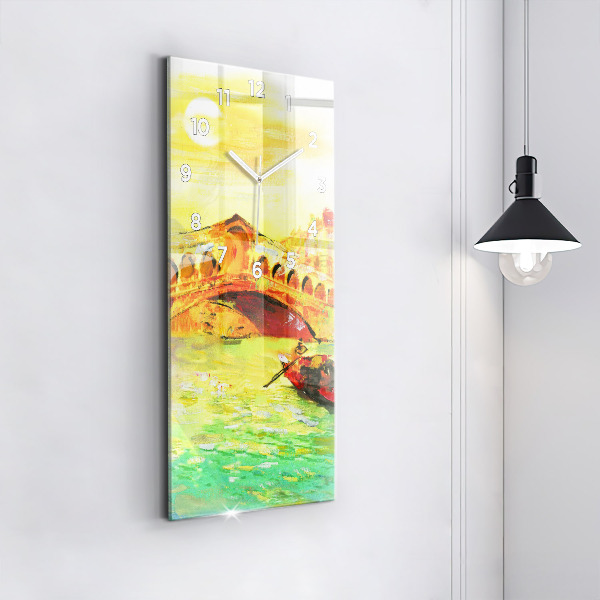 Vertikální skleněné hodiny Benátský most Rialto