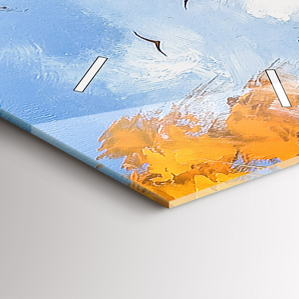 Vertikální skleněné hodiny Podzimní krajina s řekou