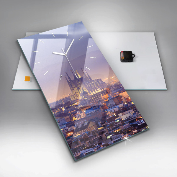 Vertikální skleněné hodiny Pohled na Barcelonu