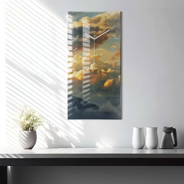 Vertikální skleněné hodiny Let balonu v mracích