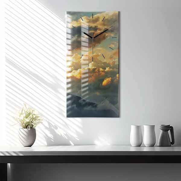 Vertikální skleněné hodiny Let balonu v mracích