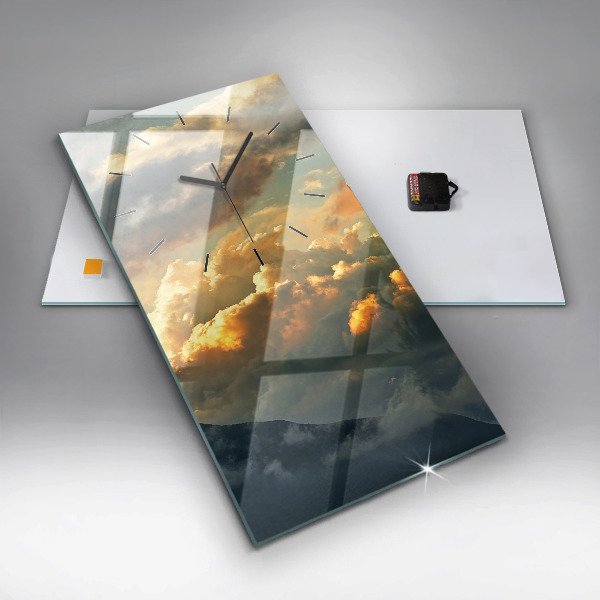 Vertikální skleněné hodiny Let balonu v mracích