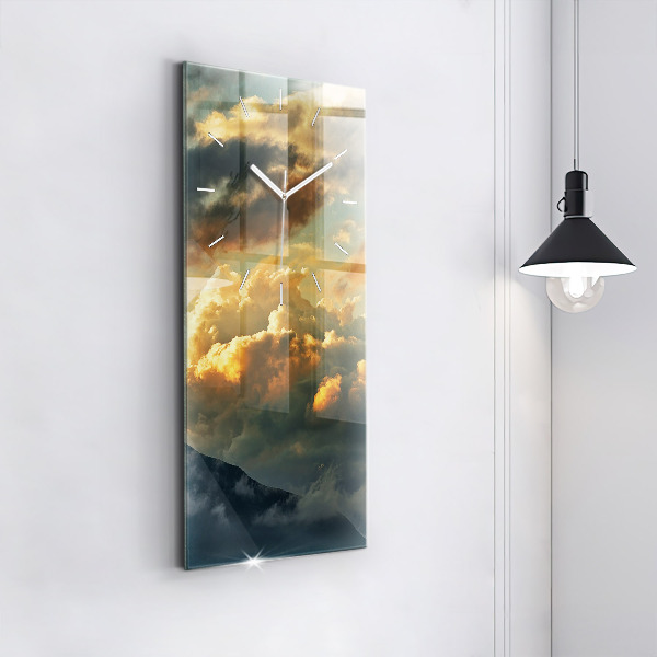 Vertikální skleněné hodiny Let balonu v mracích