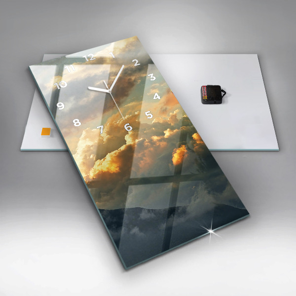 Vertikální skleněné hodiny Let balonu v mracích