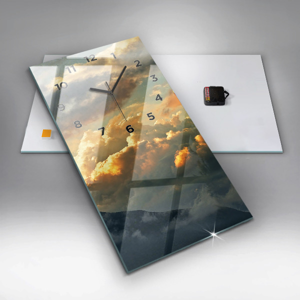 Vertikální skleněné hodiny Let balonu v mracích