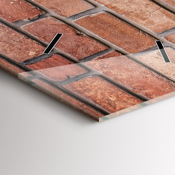 Vertikální skleněné hodiny Cihlová zeď