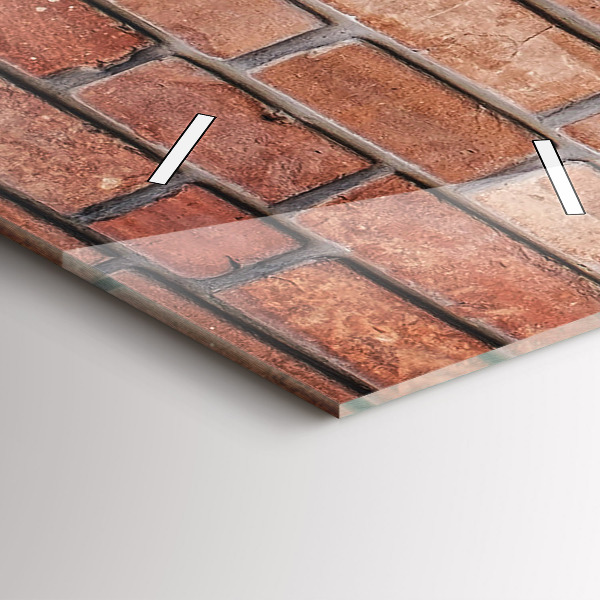 Vertikální skleněné hodiny Cihlová zeď