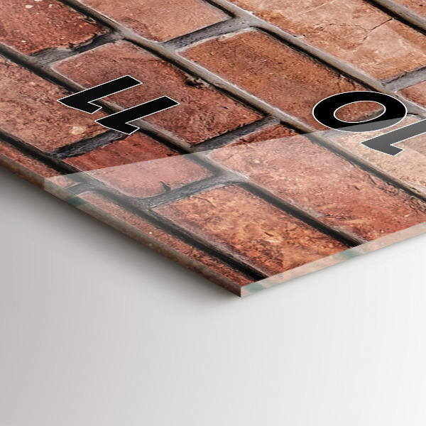 Vertikální skleněné hodiny Cihlová zeď