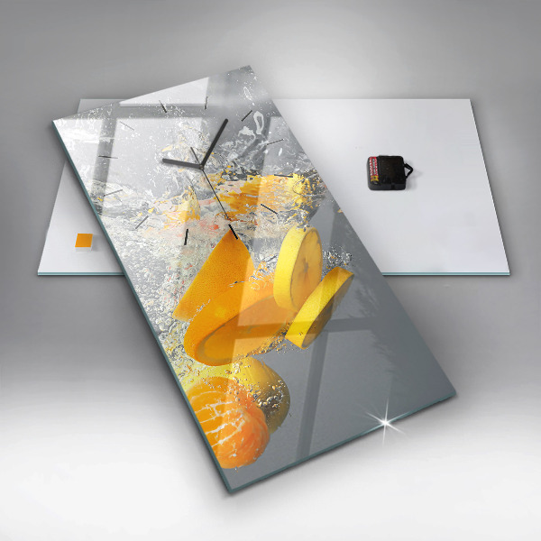 Vertikální nástěnné hodiny Citrusy ve vodě