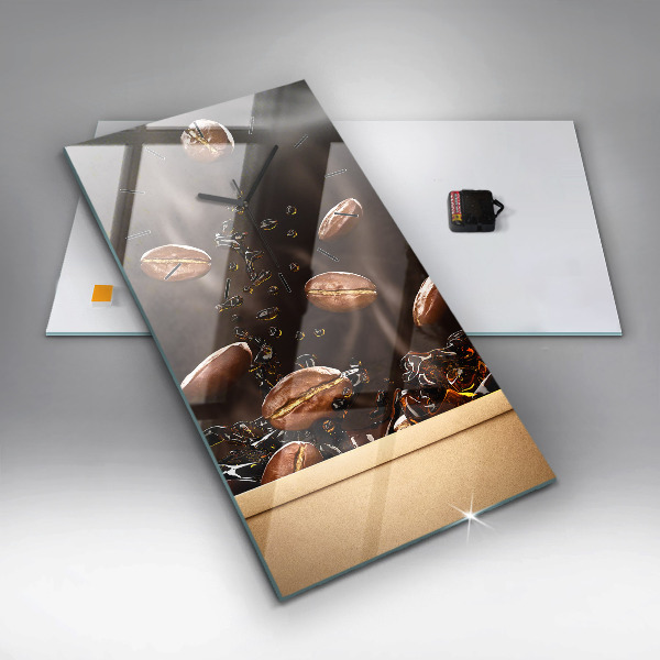 Vertikální nástěnné hodiny Horká káva