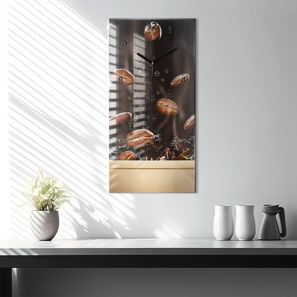 Vertikální nástěnné hodiny Horká káva