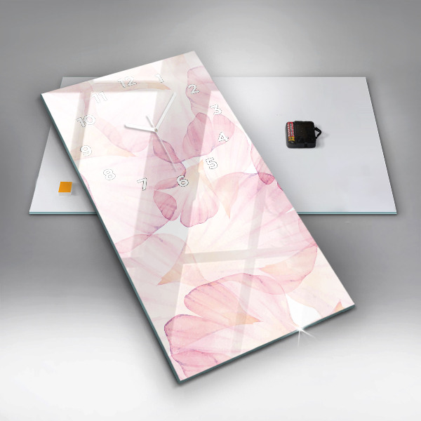 Vertikální skleněné hodiny Akvarelové okvětní lístky