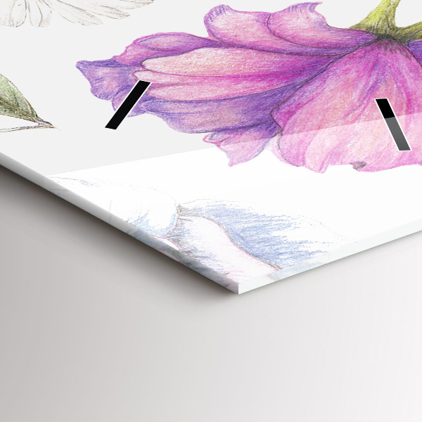 Vertikální skleněné hodiny Kompozice květin