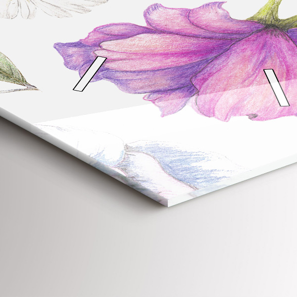 Vertikální skleněné hodiny Kompozice květin