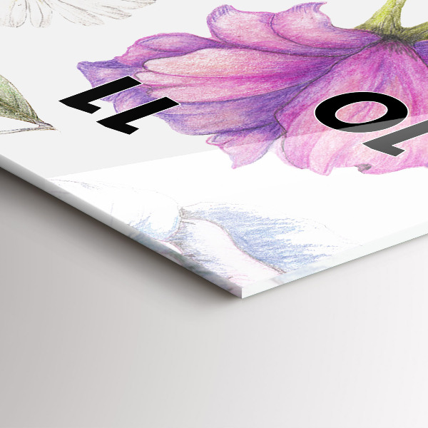 Vertikální skleněné hodiny Kompozice květin