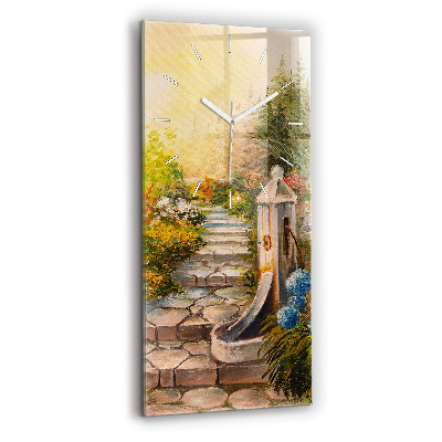 Vertikální skleněné hodiny Olejová kompozice v lese